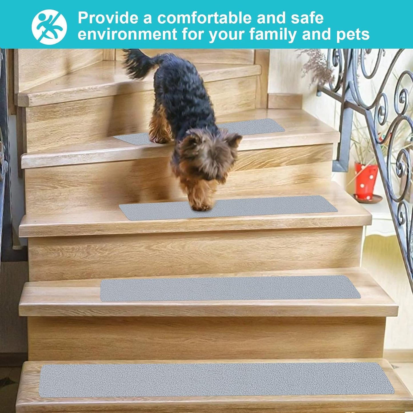 Qingluan Anti Slip Tape, Grip Tape for Stairs Indoor Waterproof, Rubber Grip Tape for Tubs, Stairs, Boats (Grey, 2 Inch x 33 Feet)