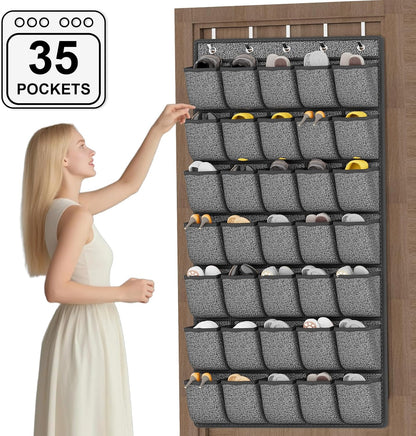 homyfort Over the Door Shoe Organizer, Hanging Shoe Rack Storage Holder with 24 Large Pockets for Closet Door, Men Women Kids Shoes, Cruise (Black)