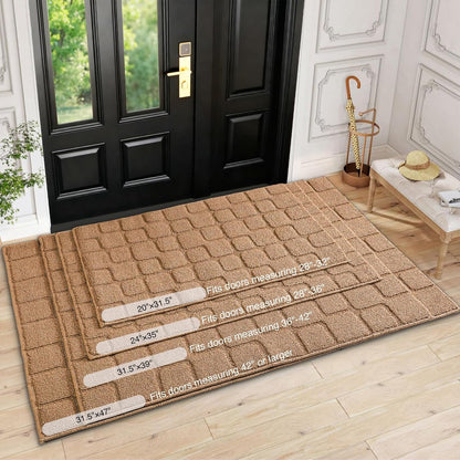 Front Door Mat Outside Entrance, Outdoor Indoor Door Mats for Entryway, Entrance, Entry, Patio, Waterproof Non Slip Doormat, Low-Profile, 20" × 31.5“, Black
