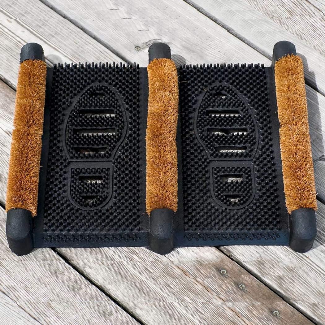 NINAMAR Mud Scrubber Rubber Brush Mat - Scrub & Scrape Muddy Shoes - 2 Pack