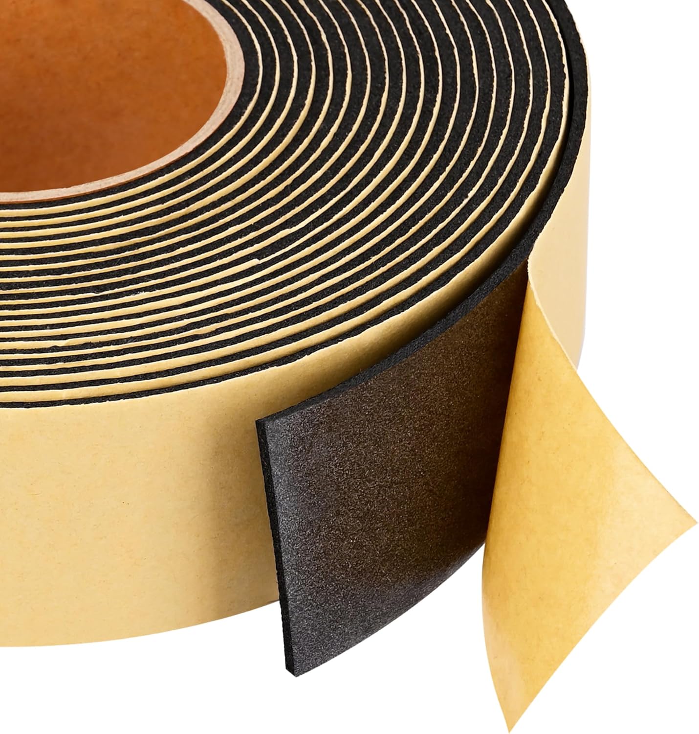 Weather Stripping Door Seal Strip 30 Feet, 2 Inch Wide X 1/8 Thick Black Foam Seal Tape Strong Adhesive for Doors and Windows Insulation, Soundproofing, Rattle