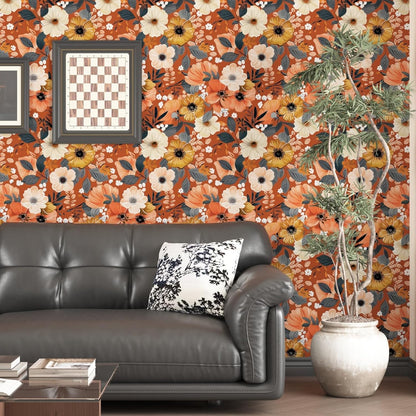 BOKEBEVE Watercolour Floral Peel and Stick Wallpaper Boho Vibrant Contact Paper Renter Friendly Wall Paper for Countertop Cabinet Wall Shelf Liner Removable Blue Colorful 17.5 x 118In