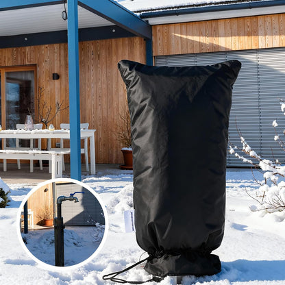 MEASUREMAN Outdoor Faucet Cover for Winter Freeze Protection 25”H x 13.19”W 3M Thinsulate Insulation Waterproof & Frost-Proof Insulated Hose Bibb Spigot Black Sock 420D Oxford Fabric Reusable