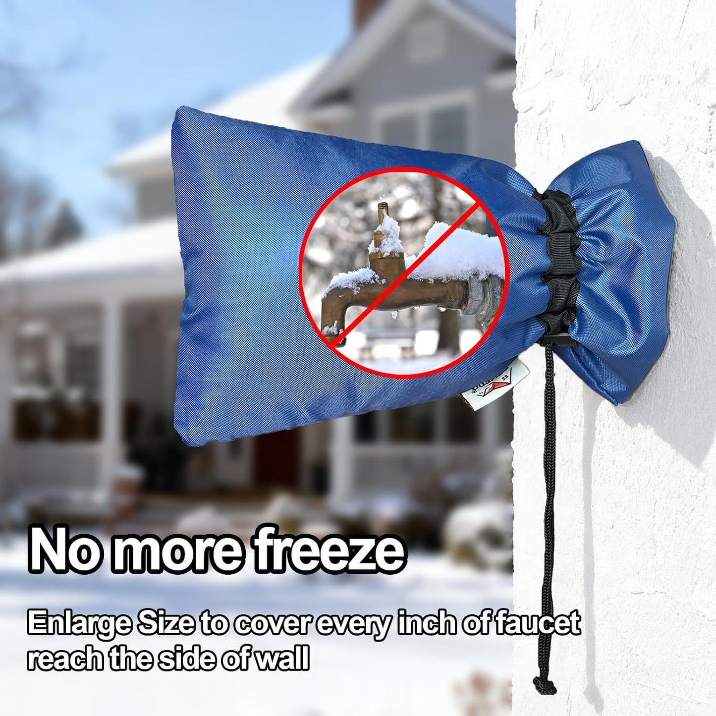 Enlarge Outdoor Faucet Cover for Winter Freeze Protection, 3M Thinsulate, 10”H x 6.3”W Hose Bib Covers for Wall Taps Outside, Waterproof & Frost Free Insulated Spigot Cover, 2 Pcs Faucet Socks - Black