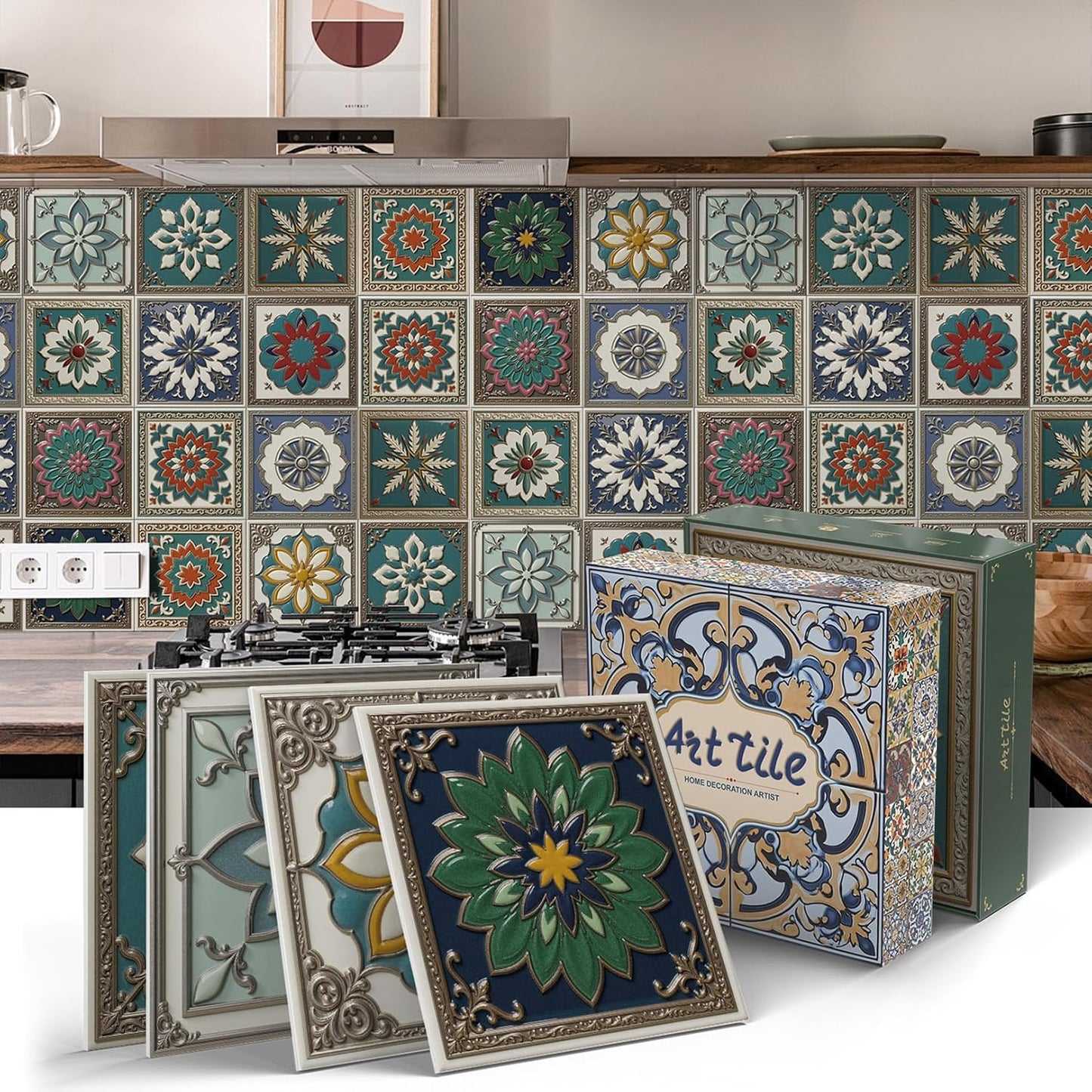 Peel and Stick Backsplash Tile Sticker for Kitchen and Bathroom Walls - 24 Removable 5.9"x5.9" Tiles, Waterproof