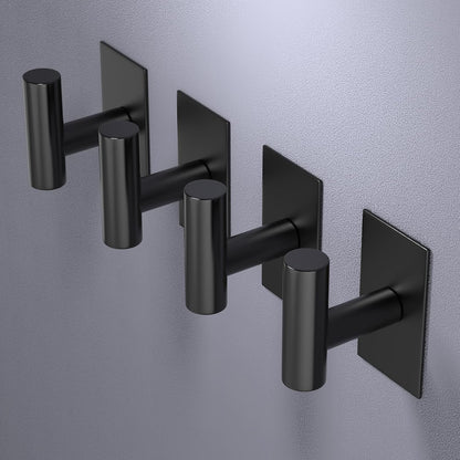 VAEHOLD Wall Towel Hooks, Heavy Duty Sticky Holder Waterproof Towel Hooks for Hanging Coat, Clothes, Closet Hook Wall Mount for Kitchen (Silver, 4 Pack)