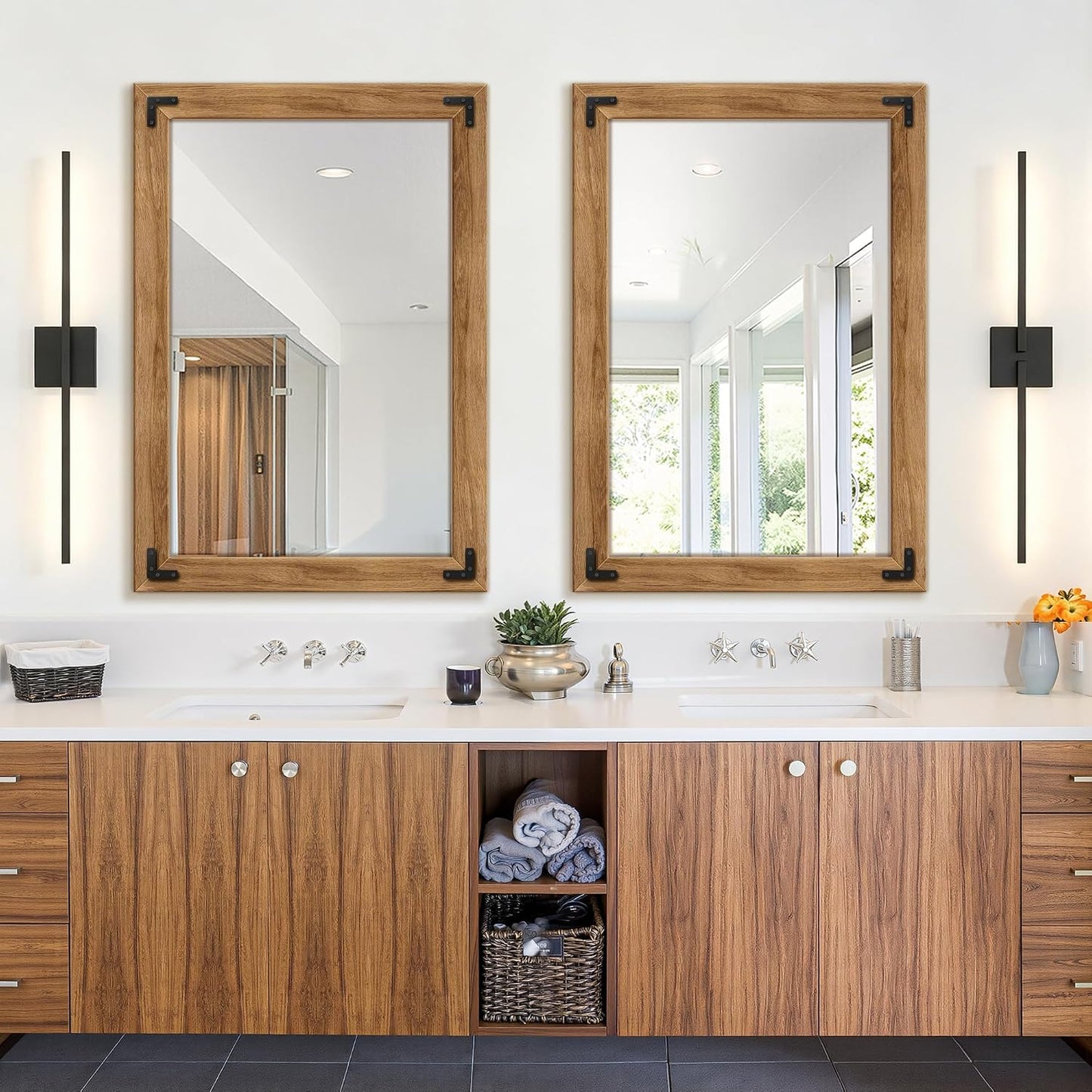 TRAHOME Full Length Mirror with Wooden Frame, 56"X22" Solid Wood Standing Floor Mirror for Farmhouse, Bathroom, Bedroom Decor, Hanging or Leaning Wall-Mounted