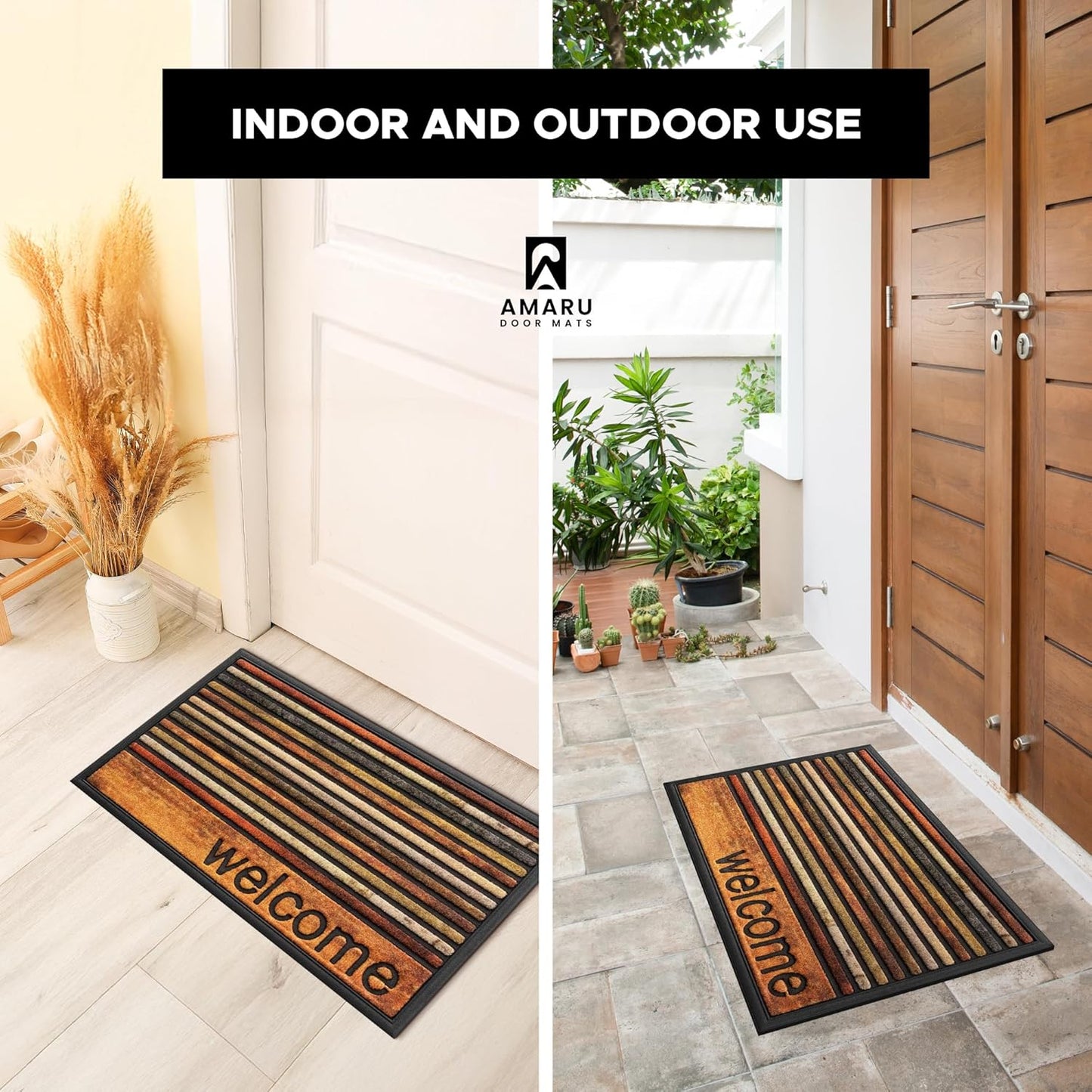 Extra Durable, Superior Absorption, Front Door Mat for Outdoor & Indoor - Welcome Mat for Entryway, Entrance, Patio, Porch - Waterproof, Non-Slip Backing, Coarse Fibers (Scales,17x29)