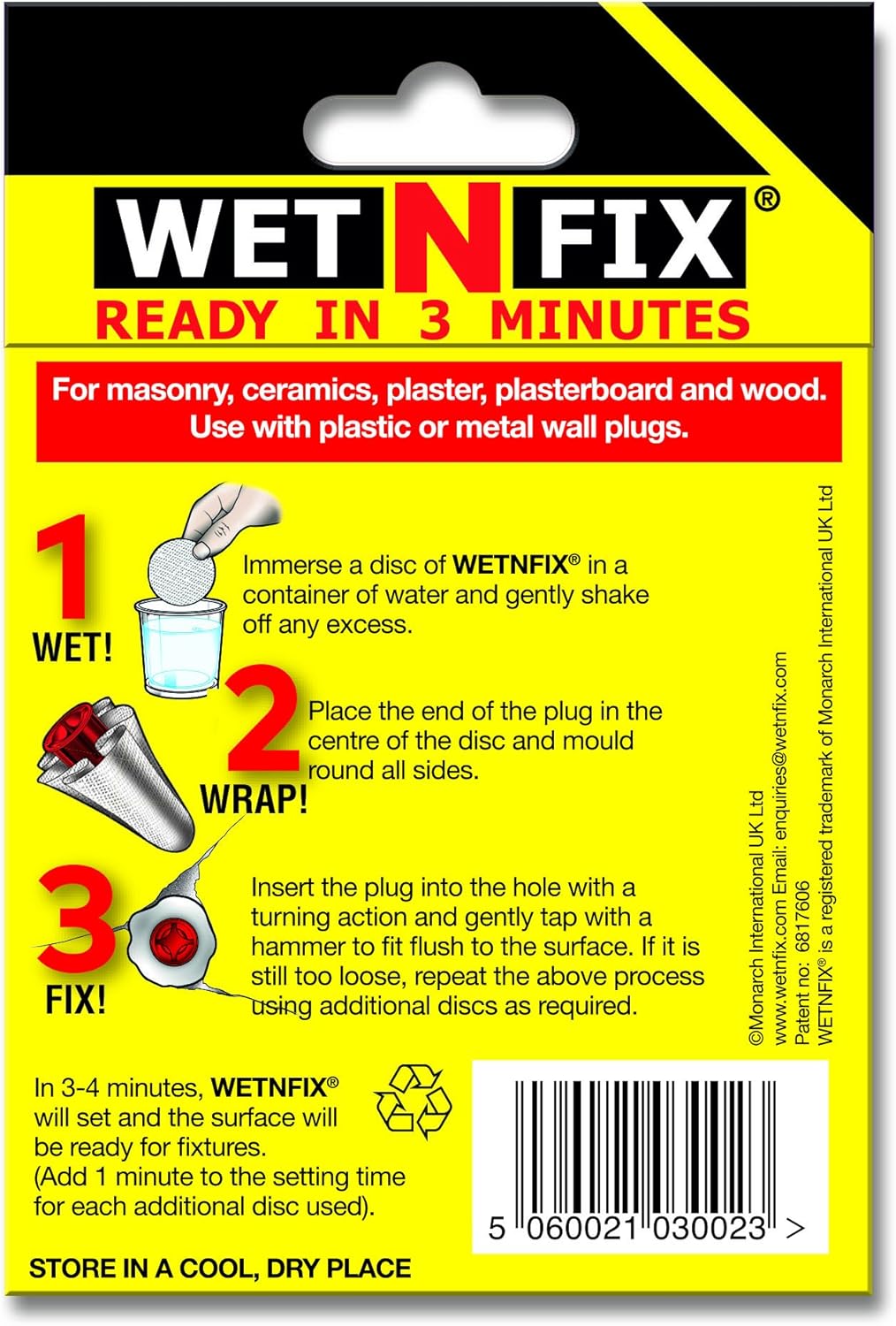 WETNFIX (20 Discs) - Fixing Wall Plugs Fast! No Need to Fill or redrill.