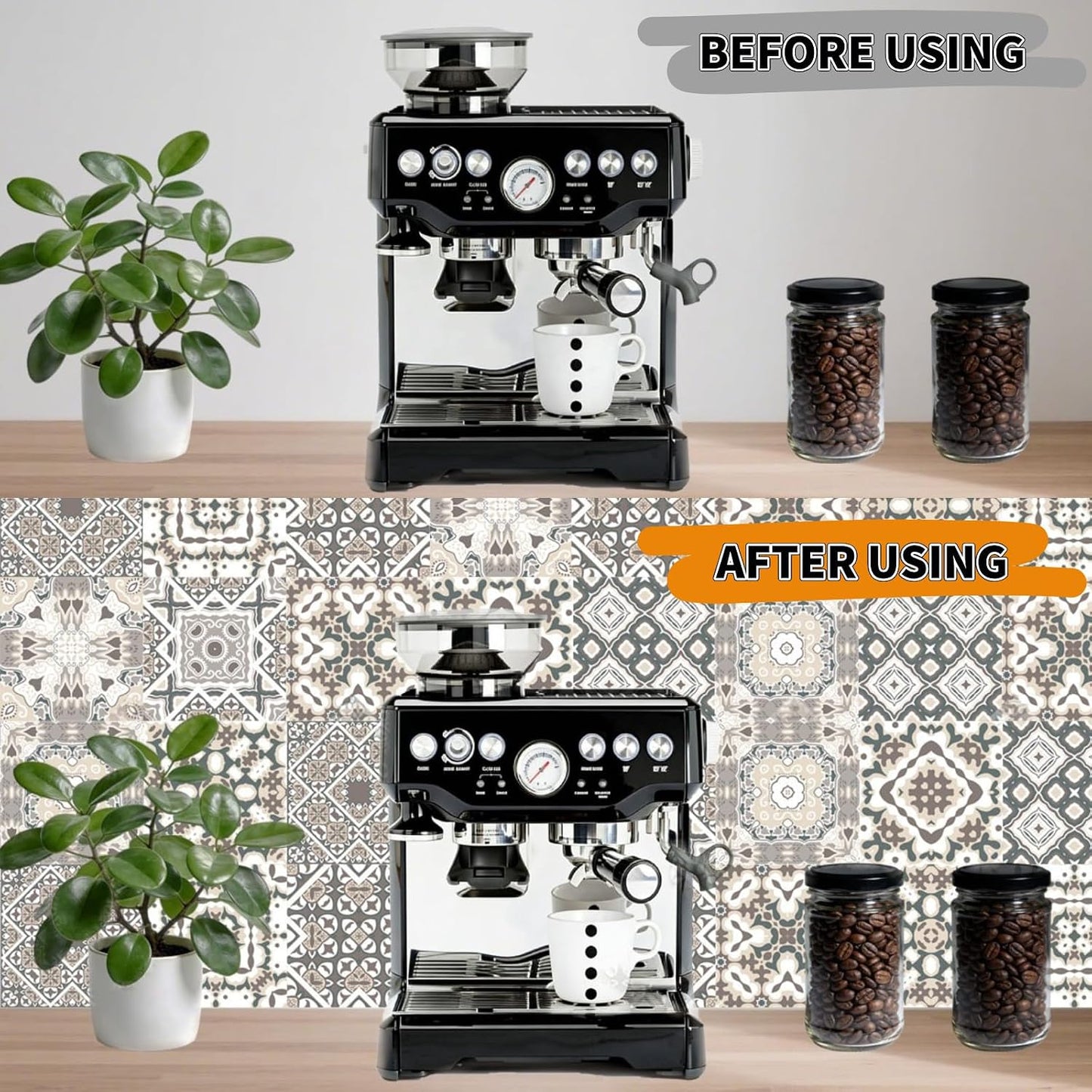 PVC Peel and Stick Tile Stickers 24Pcs Waterproof Removable Backsplash Wall Decals Self-Adhesive Subway Stickers for Kitchen Bathroom RV Instant DIY Upgrade Sticker (Style D, 3.94 x 3.94 Inch)