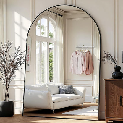Prywot Arched Full Length Mirror, 70"x26" Free Standing Floor Mirror, Modern Full Body Mirrors with Stand, Wall Mirrors with Aluminum Alloy Frame for Bedroom,Living Room, Gold