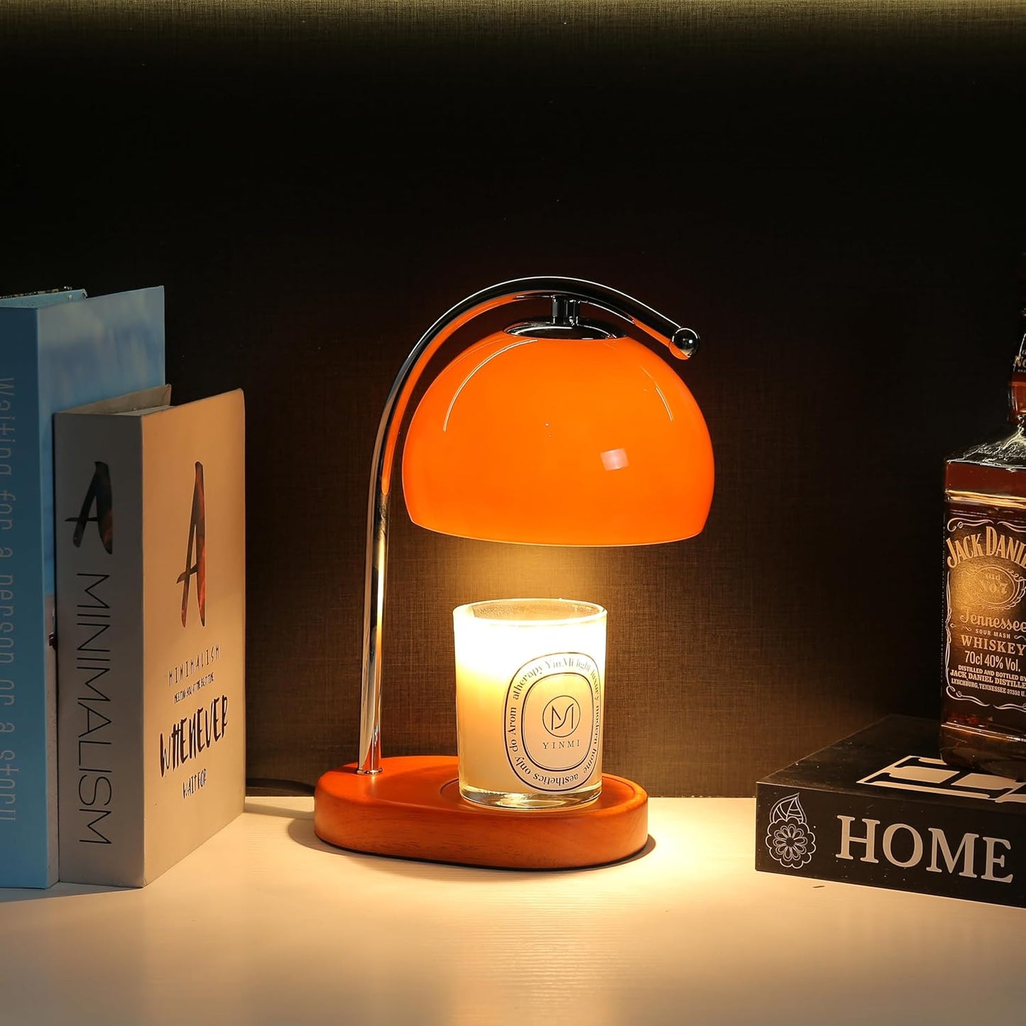 FCTWAKS Mid Century Orange Glass Candle Warmer Lamp with Timer & Dimmer, Mothers Day Birthday Gifts for Women Mom, House Warming Gifts New Home, Wax Warmer Lamp for Bedroom Decor with 2 Bulbs
