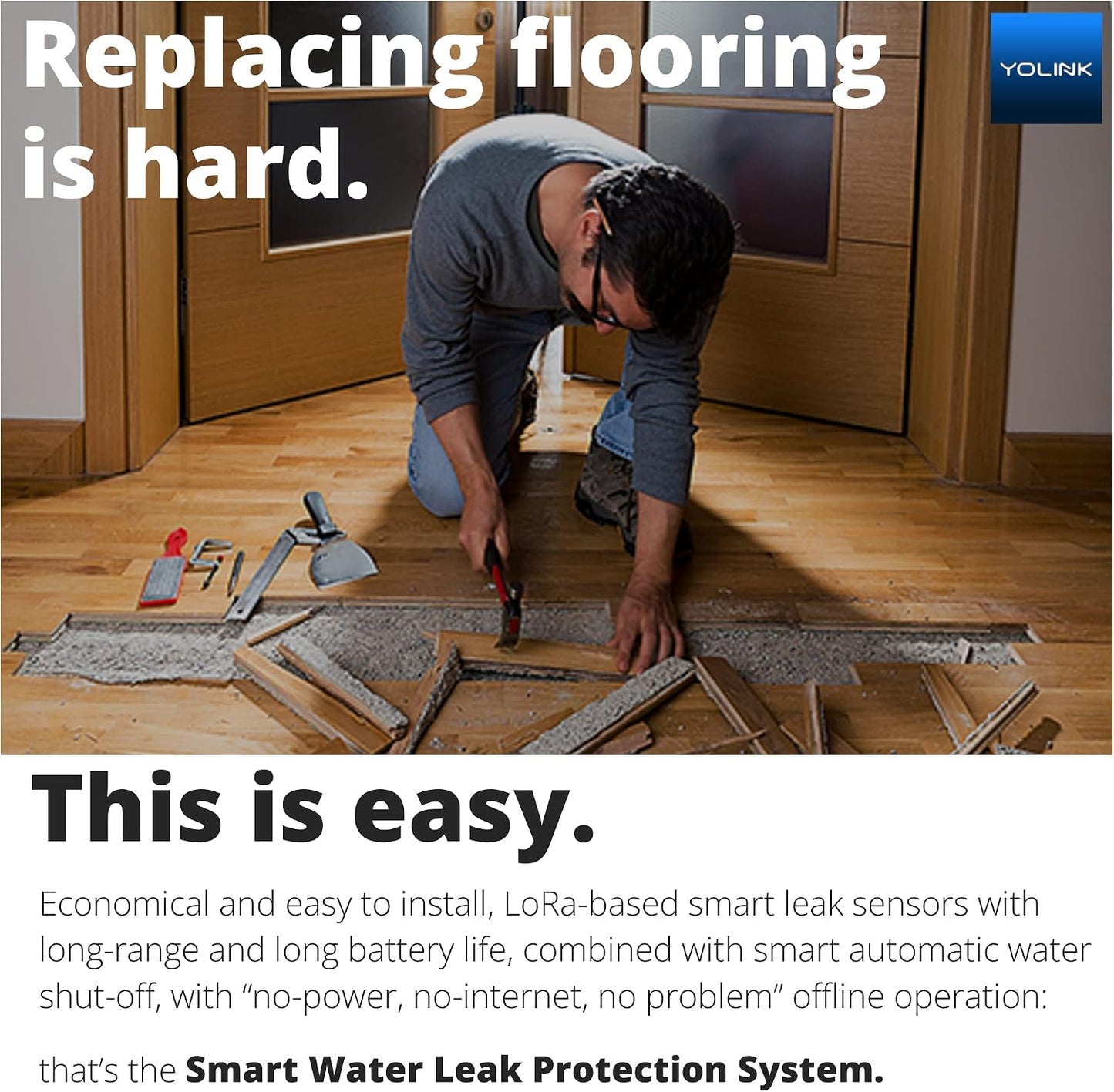 YoLink Smart Water Leak Protection System Kit: Bulldog Valve Robot, Smart Valve Controller 2, 3 Water Leak Sensors, Hub