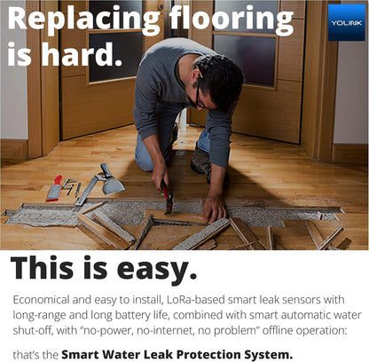 YoLink Smart Water Leak Protection System Kit: Bulldog Valve Robot, Smart Valve Controller 2, 3 Water Leak Sensors, Hub