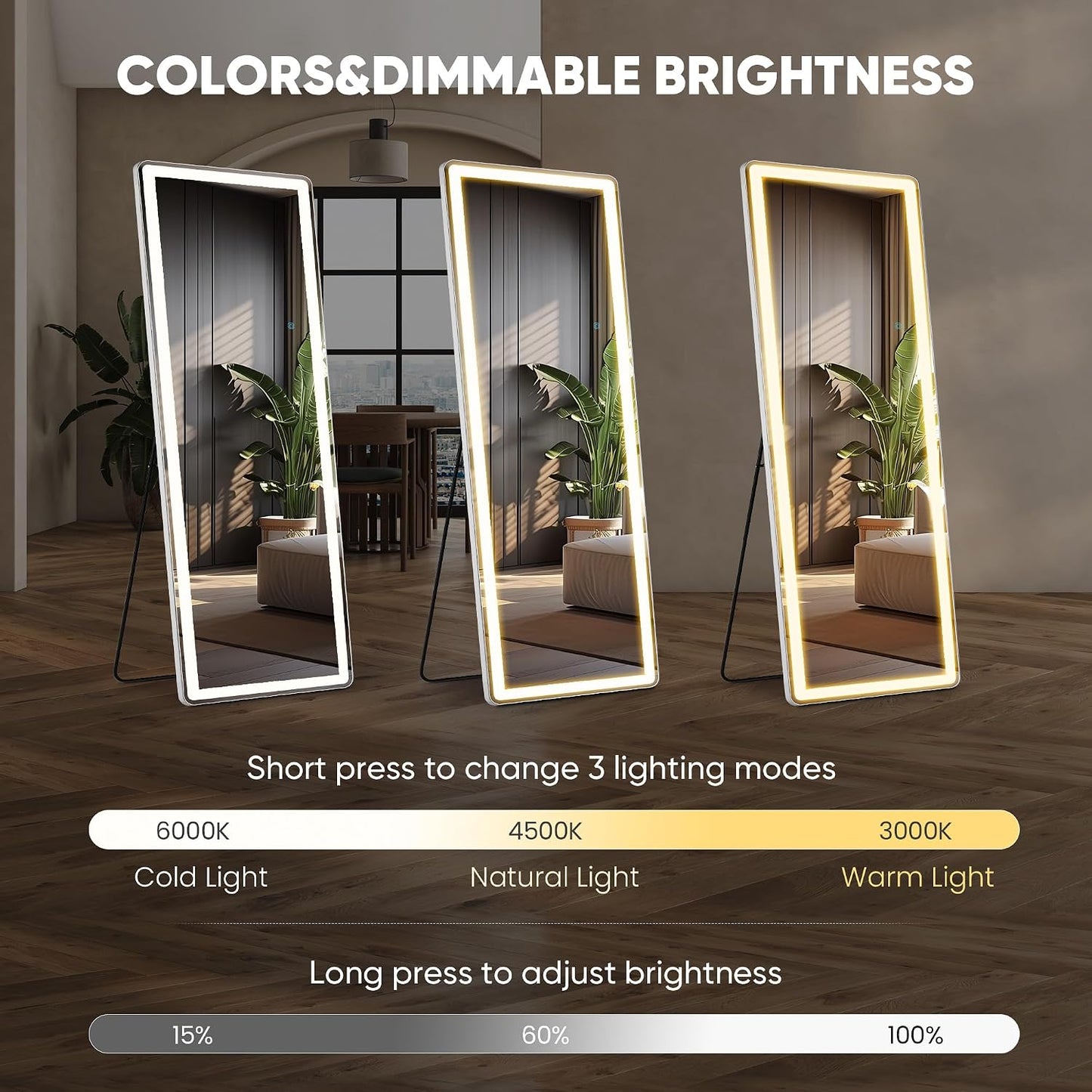 Arched Mirror Full Length, Upgraded 16"x59" Body Wall Mirrors with Shatter-Proof Glass, Floor Standing, Hanging or Leaning, Tall Arch Mirror with Stand Aluminum Alloy Frame for Bedroom, Black