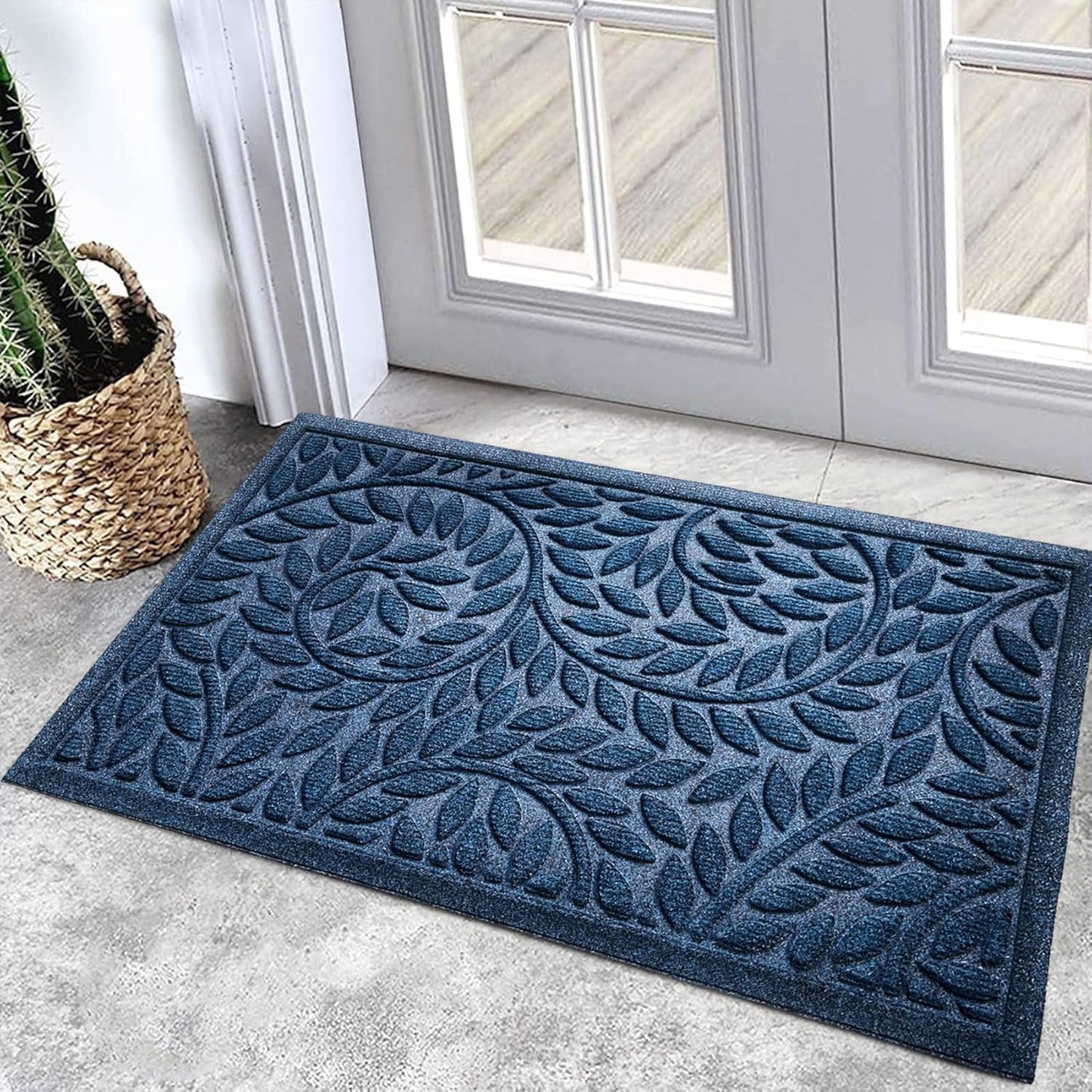 Bulijojo Front Door Mat Entrance,Durable Heavy Duty Welcome Mat,Thick Absorbent Natural Rubber Non Slip Mat,Sturdy Entryway Brown 17"x30"