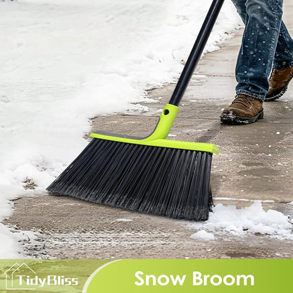 TidyBliss 4 Packs Outdoor Broom Heavy Duty, 56 inches Tall Commercial Soft Bristle Angle Brush for Sweeping Outside Patio Garden Porch Deck Shop Restaurant Garage House Lobby Hardwood Floors (Green)