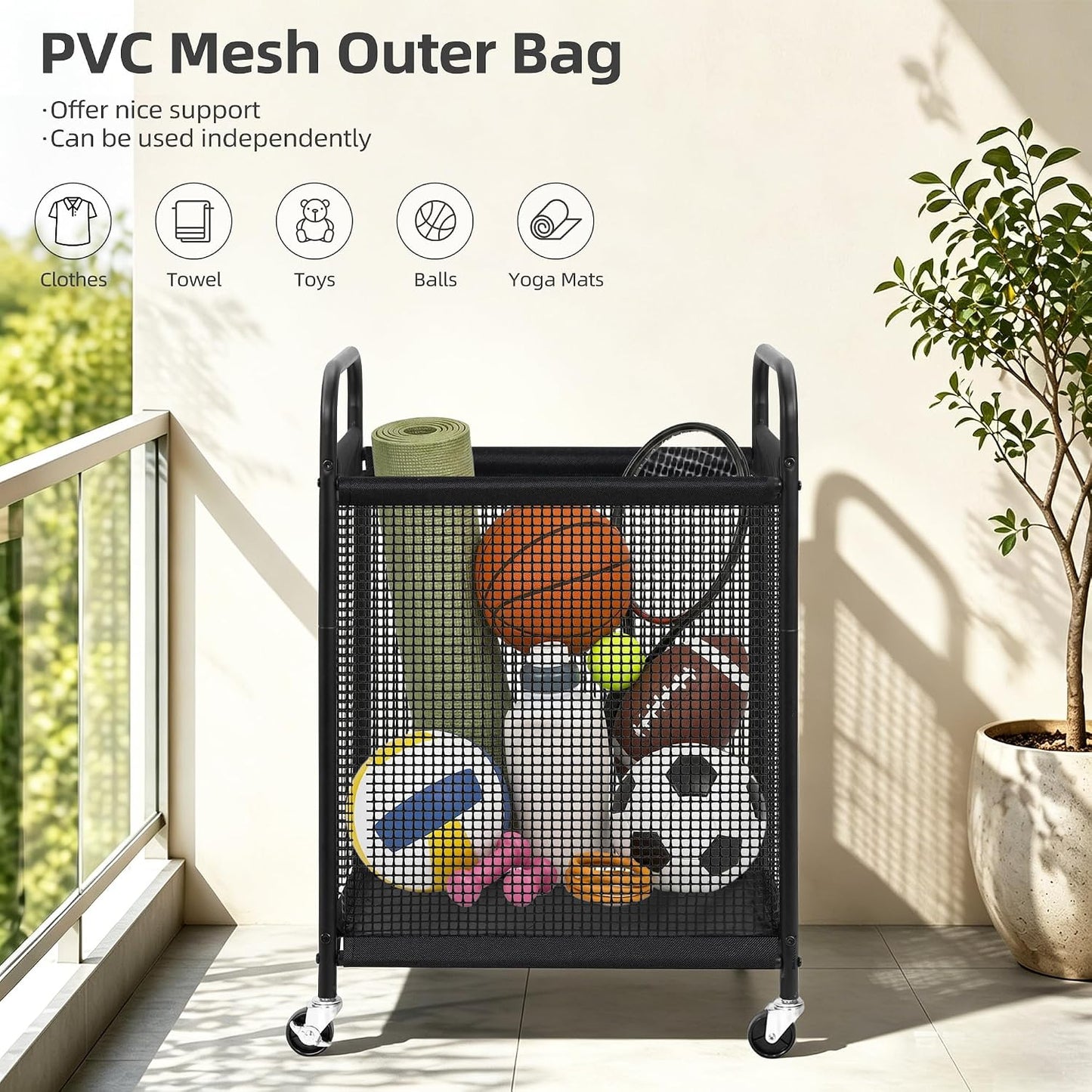 STORAGE MANIAC Rolling Laundry Hamper with Wheels 3-Section Laundry Sorter Rolling Laundrys Basket on Wheels with Removable Bag Clothes Hamper Laundrys Organizer Cart Bathroom Bedroom 120L Beige