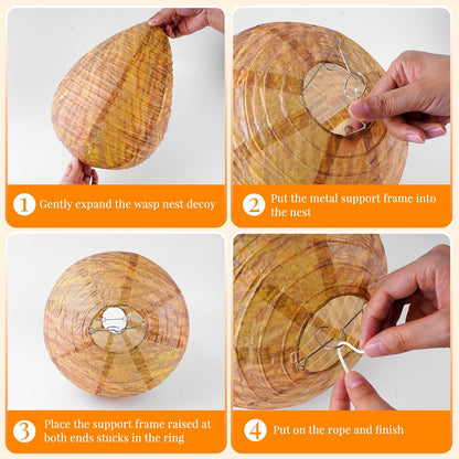 4 Pack Paper Wasp Trap, Fake Wasp Traps Outdoor Hanging | Fake Wasp Nest Stay Away from Wasps Hornets Yellow Jackets