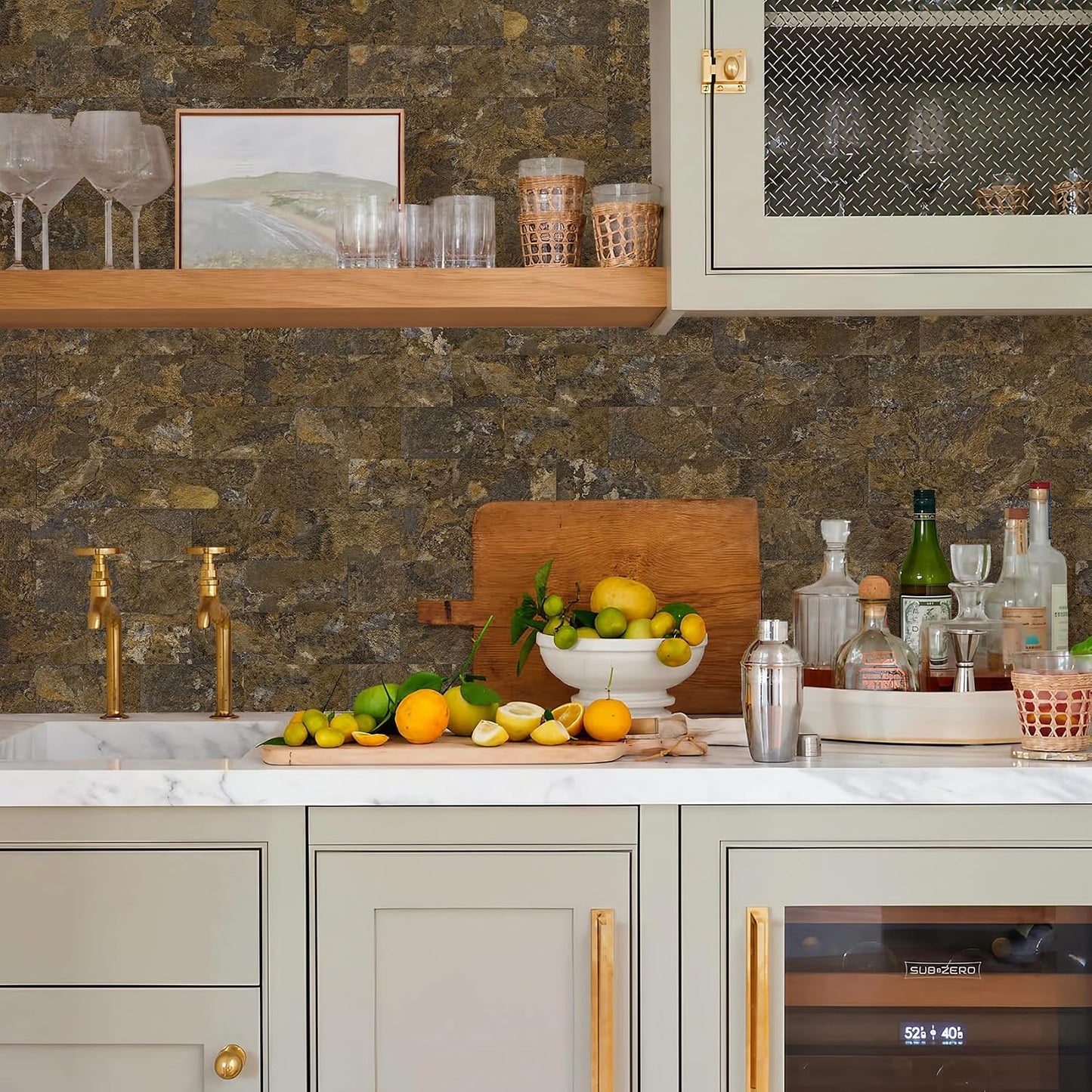 Vamos Tile 100-Piece Glossy Dolomite White Peel and Stick Backsplash Tile,3''x6'' PVC Subway Tile with White Grout, Stick on Backsplash for Kitchen/Bathroom/Fireplace