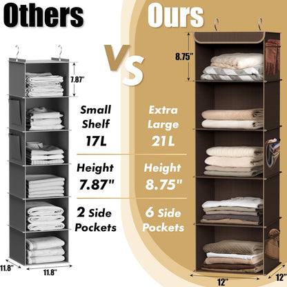 Simple Houseware 6 Shelf Hanging Closet Organizer, Gray
