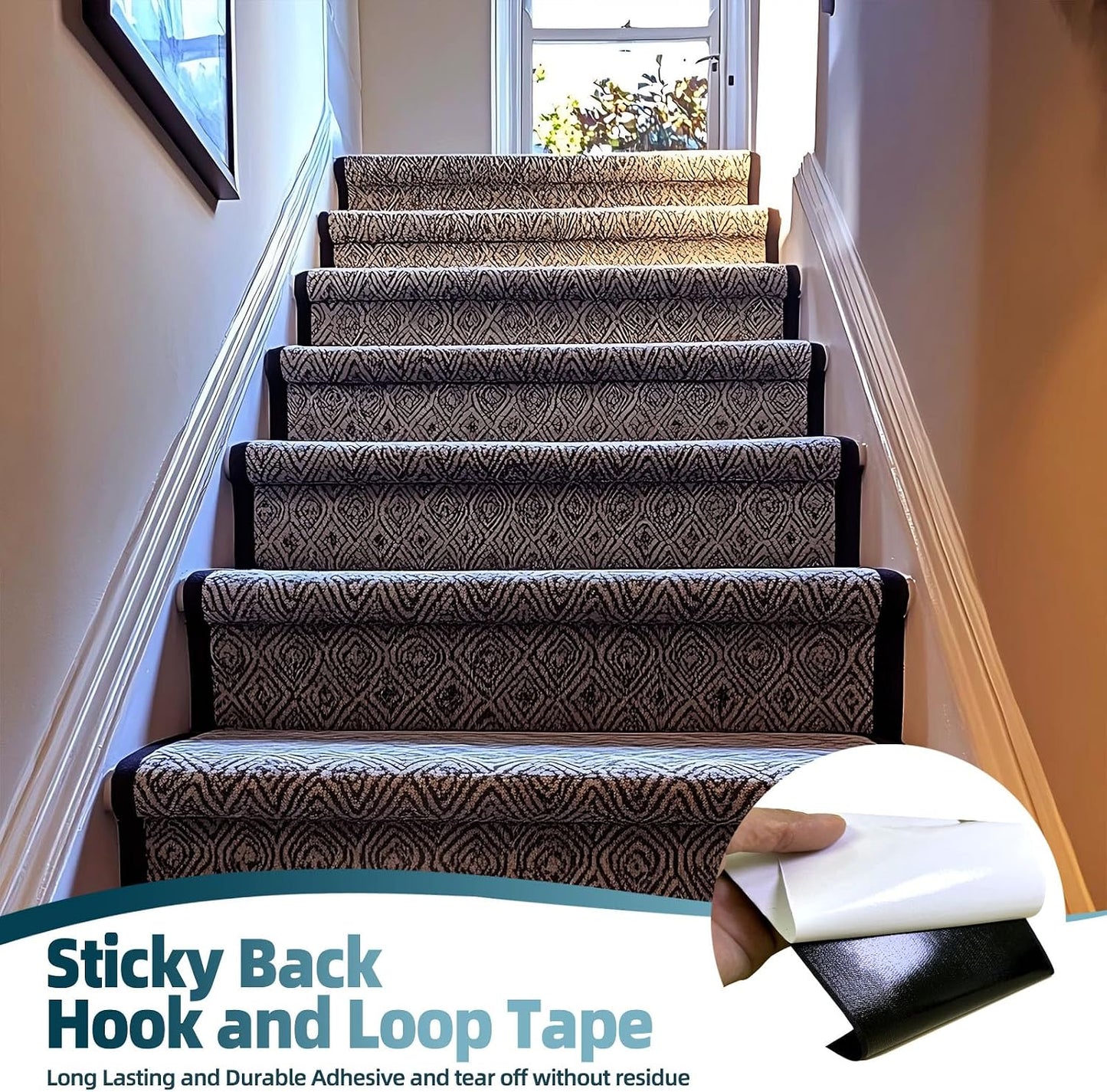 2 Inch x33 Feet Adhesive Hook and Loop Tape,Nylon Heavy Duty Tape Fasteners,Black Double Sided Self Adhesive Interlocking Tape Can Be Used to Fix Screen Window Sofa Cushions Carpet Wall Hanging