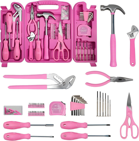 Pink Tool Set for Women 136-Piece Small Tool Kit for Home Repairs | Household Toolbox Storage for Girl, Portable Hand Tool Kit for Home, Car Repair, Perfect Gift for Ladies