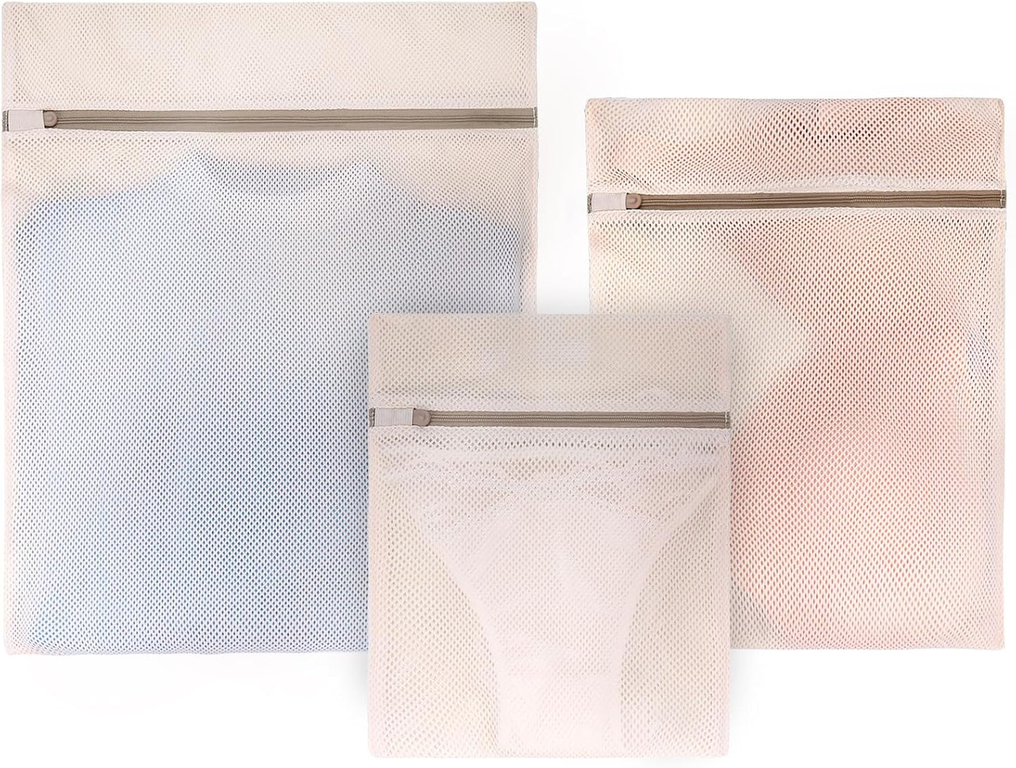 Muchfun Soft Cotton Mesh Laundry Bags for Delicates 1Large, 1Medium, 1Small