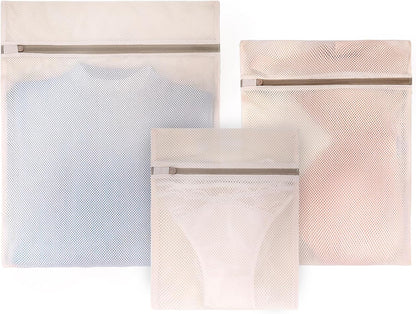 Muchfun Soft Cotton Mesh Laundry Bags for Delicates 1Large, 1Medium, 1Small