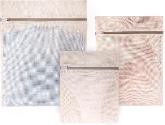 Muchfun Soft Cotton Mesh Laundry Bags for Delicates 1Large, 1Medium, 1Small