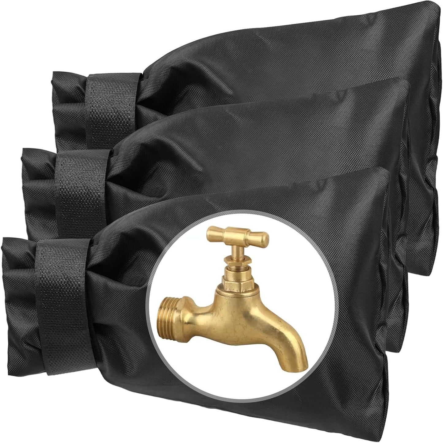 3 Pieces Outdoor Faucet Covers,Winter Anti-Freeze 9.8" H X 7" W Faucet Insulation Cover Winter Outdoor Pipe Insulation Protective Cover,Outdoor Wall Garden Courtyard Faucet Covers (Black)