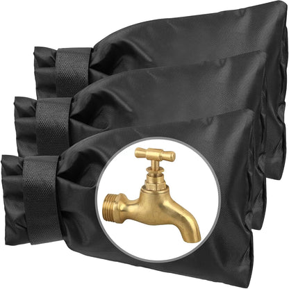 3 Pieces Outdoor Faucet Covers,Winter Anti-Freeze 9.8" H X 7" W Faucet Insulation Cover Winter Outdoor Pipe Insulation Protective Cover,Outdoor Wall Garden Courtyard Faucet Covers (Black)