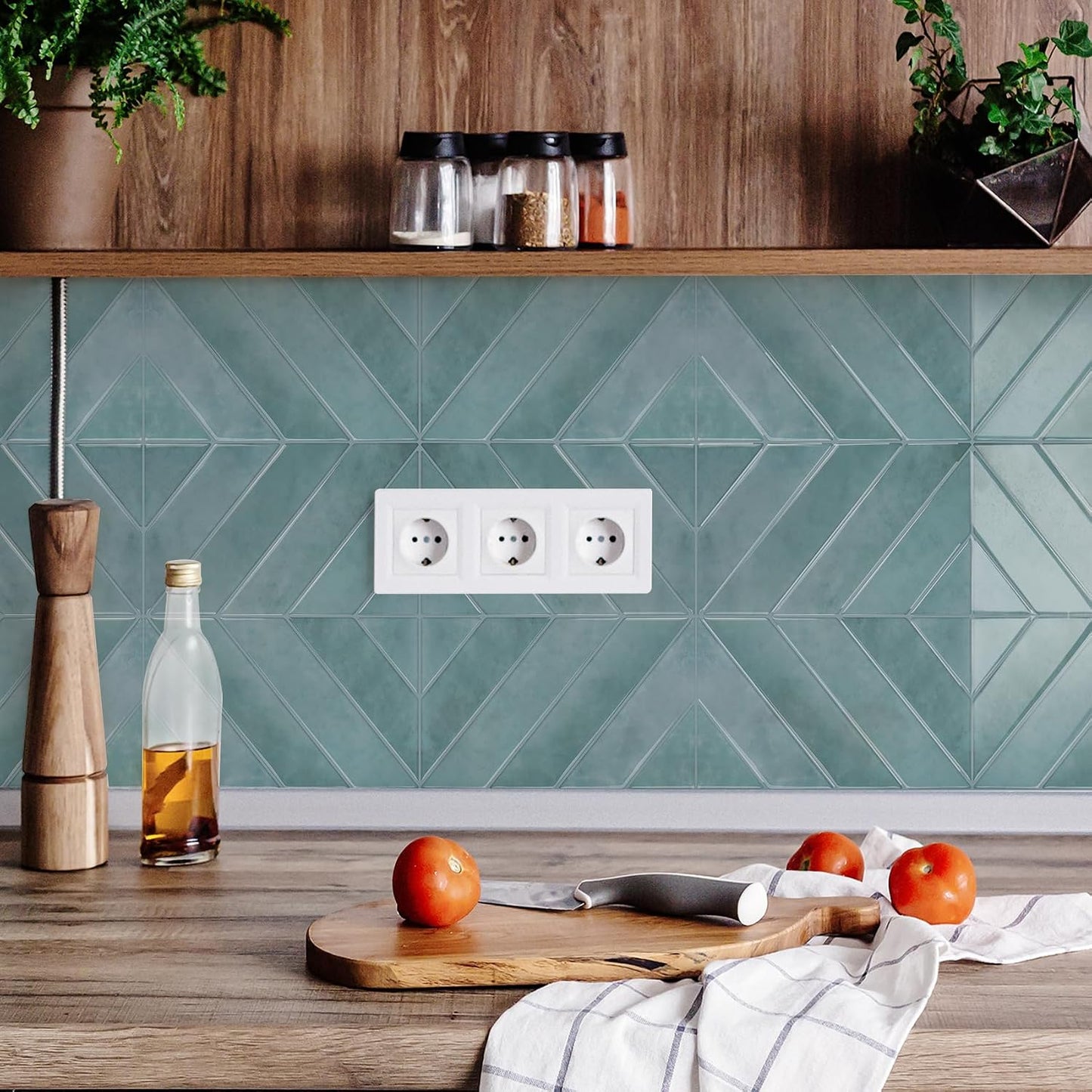 STICKGOO 10 Sheets Thicker Herringbone Peel and Stick Backsplash, 12.6”×9.7” Stick on Wall Tiles, Self Adhesive Tile Sticker for Kitchen Backsplash and Bathroom, White with Grey Grout