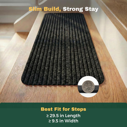 MBIGM 8" X 30" (15 in Pack) Nonslip Carpet Stair Treads Non-Skid Safety Rug Slip Resistant Indoor Runner for Kids Elders & Pets with Reusable Adhesive - Brown - Non Slip Stair Treads Indoor