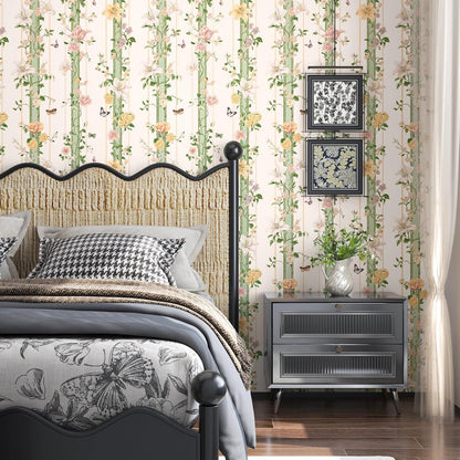 BOKEBEVE Leaves Contact Paper Floral Wallpaper Stick and Peel Boho Damask Wall Paper for Liner Drawer Cabinet Backsplash Renter Friendly Waterproof 17.5 x 118In