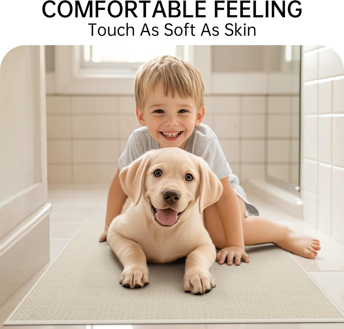 Mecko Bath Mat Rug, Rubber Non-Slip Quick Dry Absorbent Thin Bathroom Rugs Fit Under Door Bathroom Floor Mats-Shower Rug for in Front of Bathtub, Sink, Shower Room(Light Grey,16"x24")