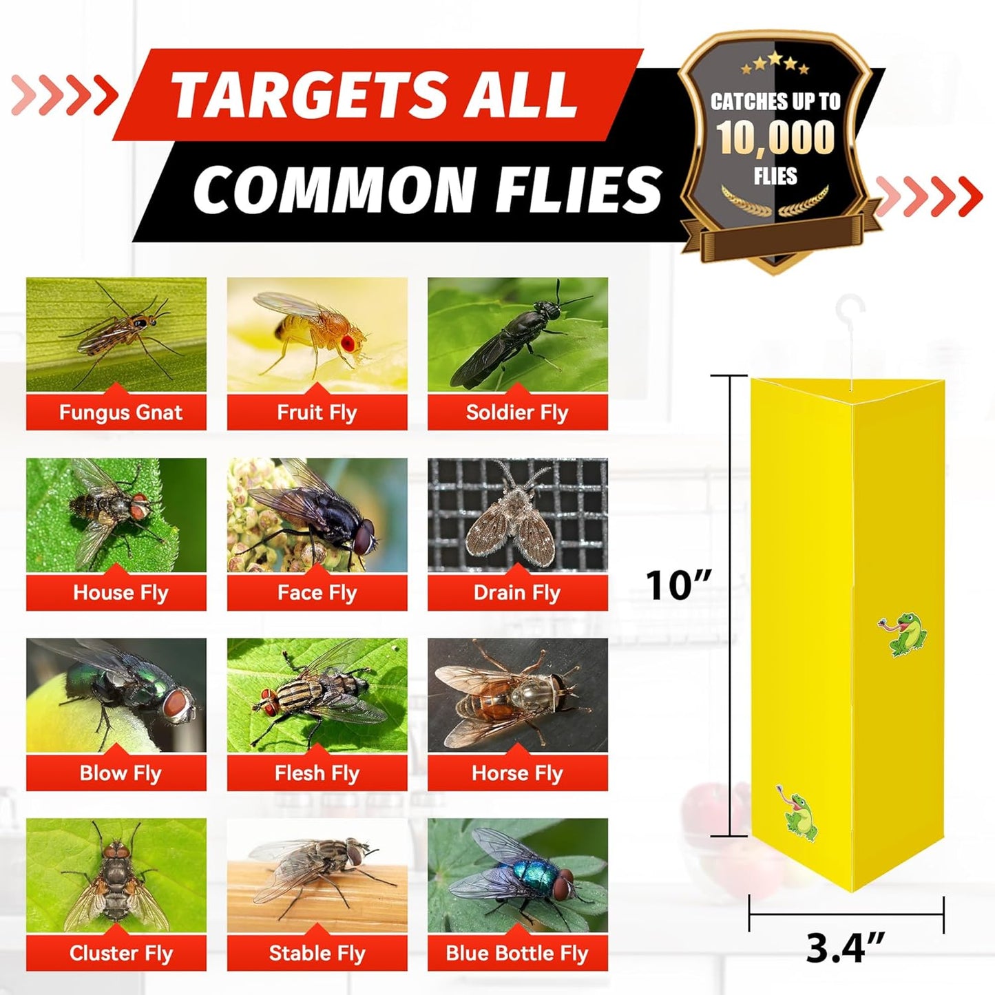 LULUCATCH Fruit Fly Sticky Traps 12 Pcs, Yellow Sticky Trap, Non-Toxic Gnat Traps Insect Catcher, Super Sticky Fly Traps for Indoor Outdoor Kitchen White Flies Mosquitos Fungus Gnats Flying Insects