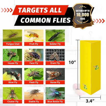 LULUCATCH Fruit Fly Sticky Traps 12 Pcs, Yellow Sticky Trap, Non-Toxic Gnat Traps Insect Catcher, Super Sticky Fly Traps for Indoor Outdoor Kitchen White Flies Mosquitos Fungus Gnats Flying Insects