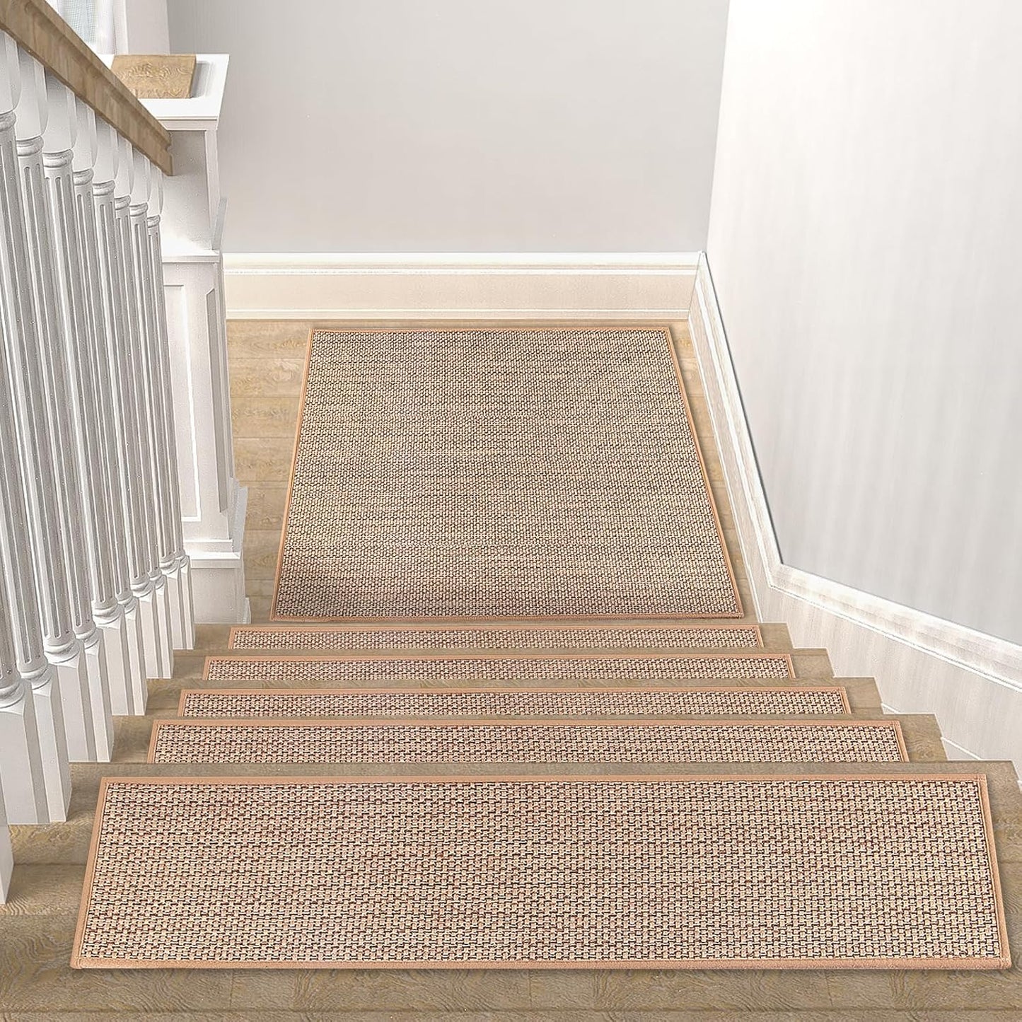 15Pcs Stair Treads for Wooden Steps With Self Adhesive, 8"x30" Non Slip Stair Runners-Peel & Stick Indoor Stair Carpet Runner, Resistant Runner for Kids, Elders and Pets, Black