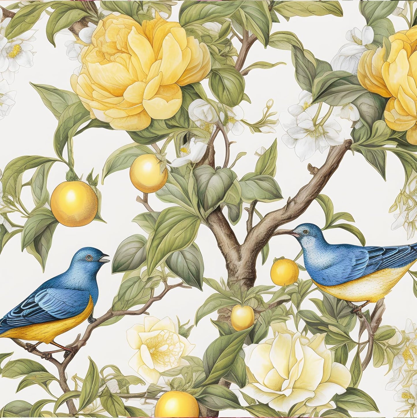 Danodoi Yellow Floral Wallpaper Peel and Stick Vinyl Wallpaper Stick and Peel Colorful Contact Paper for Cabinets Waterproof Self Adhesive Wall Paper for Kitchen Countertop Wall 17.5" x 118"
