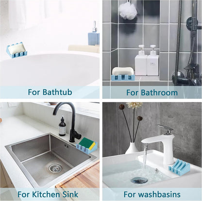 Self Draining Soap Dish Holder,Silicone Soap Dish,for Bathroom,Kitchen, Sponges，Can Extend Soap Life，Keep Soap Bars Dry and Easy Cleaning (White,1-Pack) - Colors A