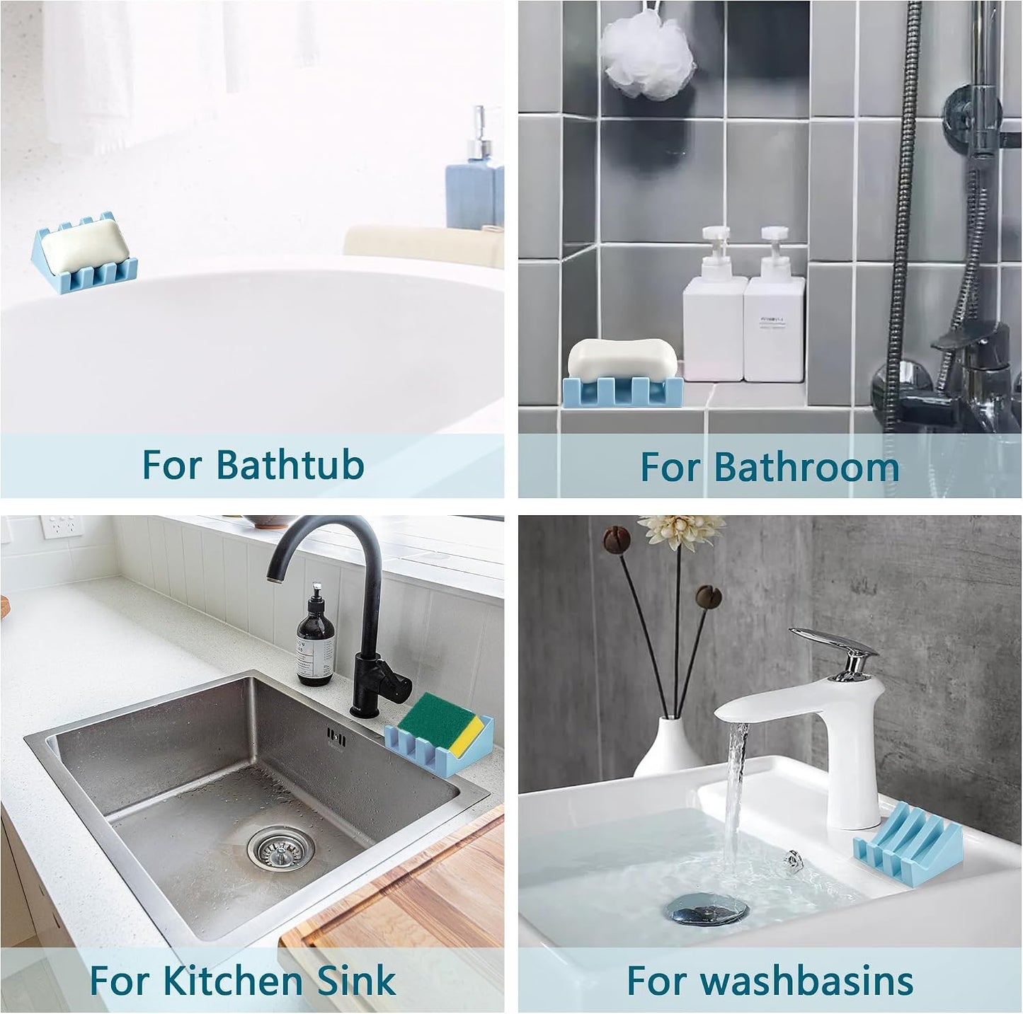 Self Draining Soap Dish Holder,Silicone Soap Dish,for Bathroom,Kitchen, Sponges，Can Extend Soap Life，Keep Soap Bars Dry and Easy Cleaning (White,1-Pack) - Colors B
