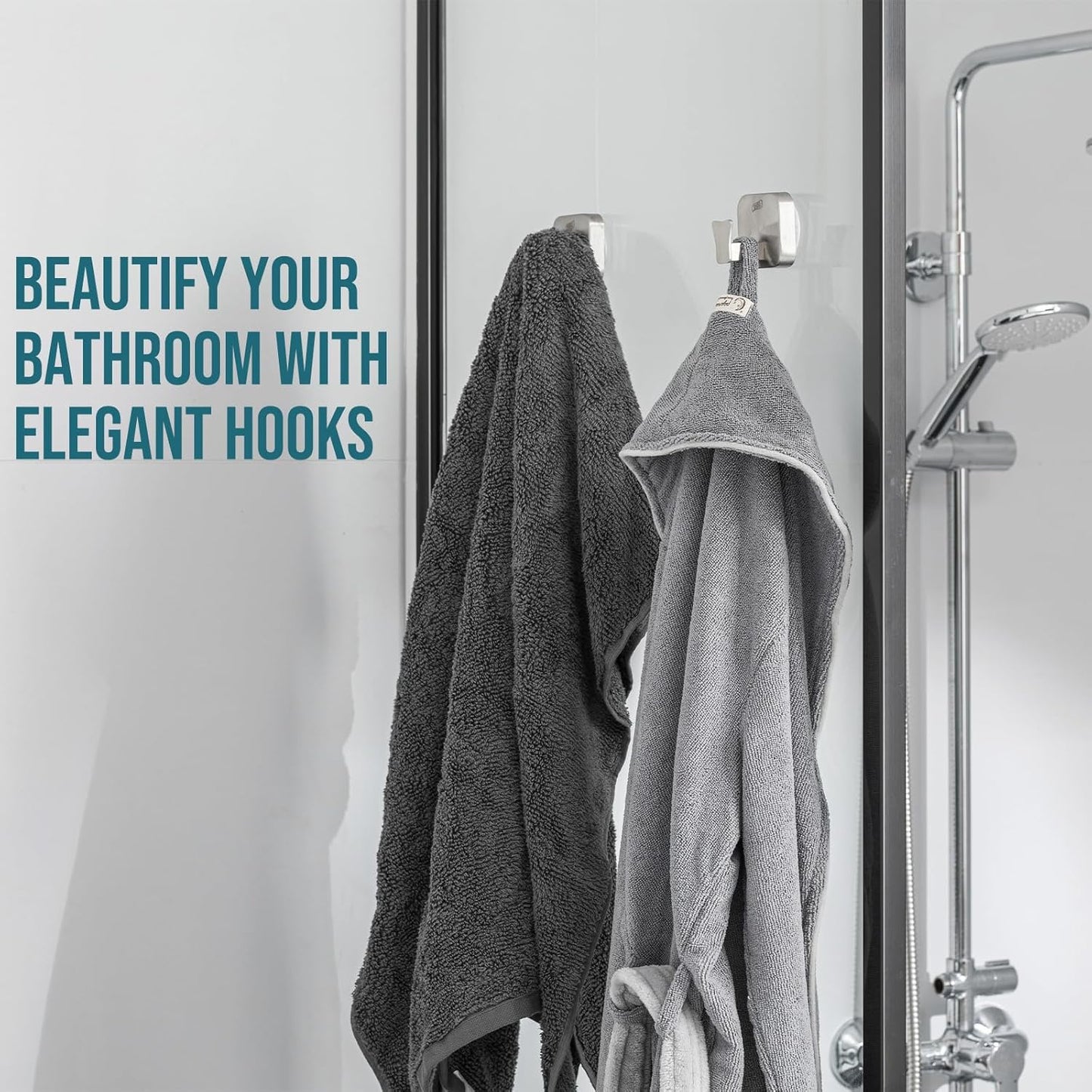 TAILI Suction Cup Razor Holder in Shower 2 Pack, Towel, Loofah, Shaver Holder for Bathroom Wall, Powerful Suction Cup Shower Hooks, Easy to Install and Reuse, White