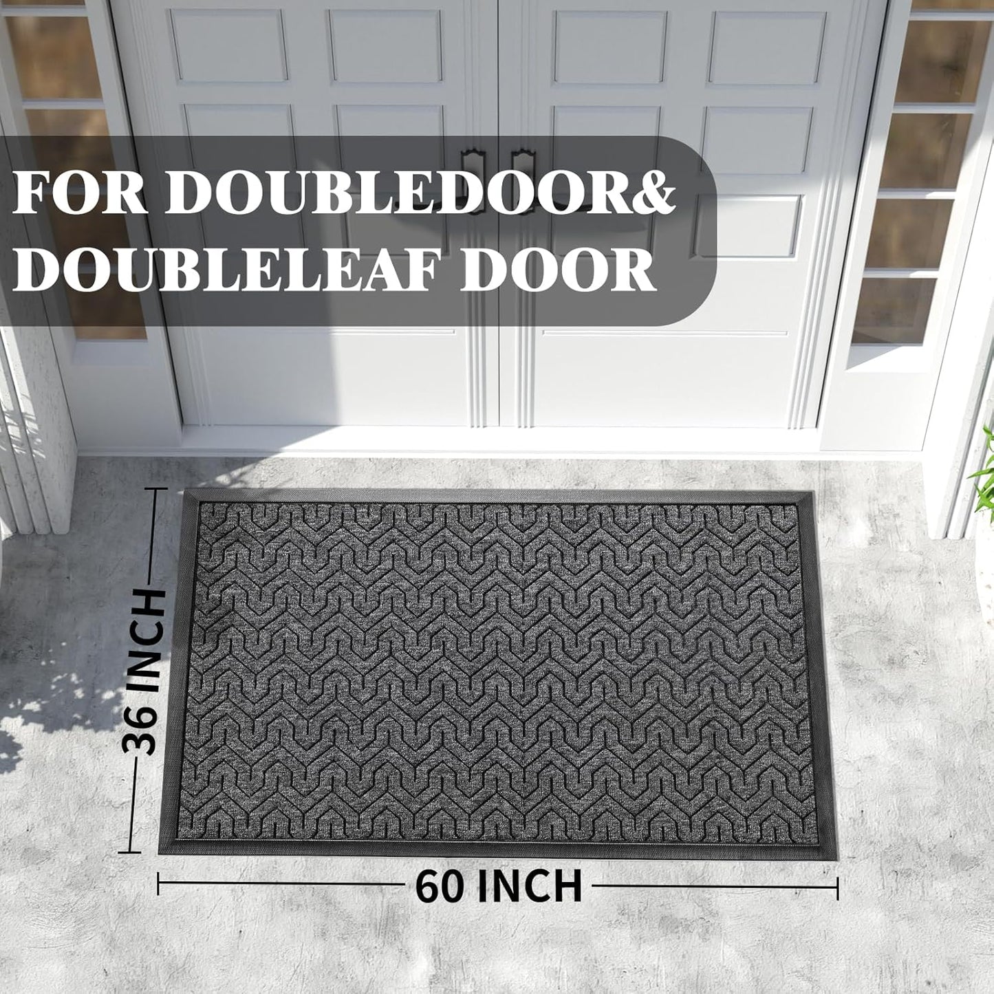 Yimobra Front Door Mat Outside Entrance 29.5x17, Waterproof Heavy Duty Outdoor Mats for Front Door, Non Slip Rubber Entry Mat for Garage Patio Indoor, Grey