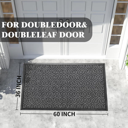 Yimobra Front Door Mat Outside Entrance 29.5x17, Waterproof Heavy Duty Outdoor Mats for Front Door, Non Slip Rubber Entry Mat for Garage Patio Indoor, Grey