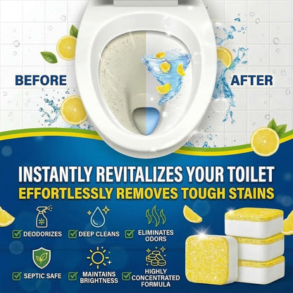 Toilet Bowl Cleaner Tablets – Lots of Foam Deodorizer & Septic Safe, Odor Eliminator, Stain Remover for Long-Lasting Freshness,No Harsh Chemicals,– Fresh Lemon Scent 24 Pack