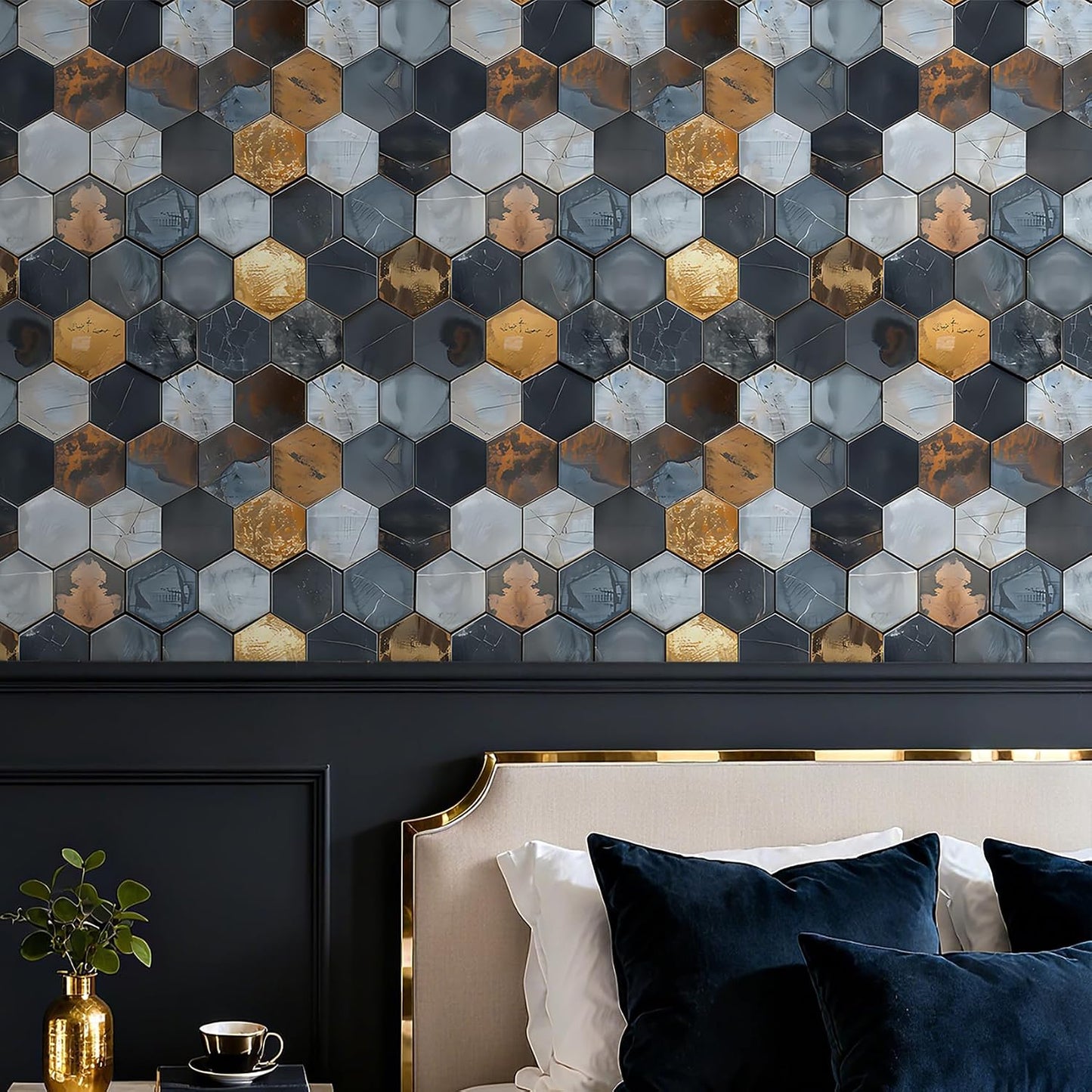 Livelynine 17.5x276" Waterproof Peel and Stick Wallpaper for Kitchen Wall Tiles Backsplash Renter Friendly Bathroom Wallpaper Waterproof Modern Removable Contact Paper for Walls Shower Tile Sticker
