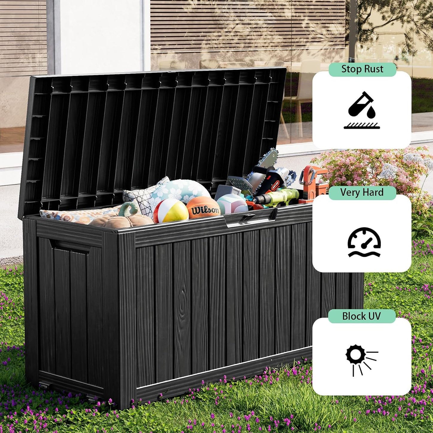 Package Delivery Box, Lockable Resin Outdoor Package, Waterproof Deck Box for Porches, Patios, Indoor & Outdoor Use (70 Gallon, Grey)