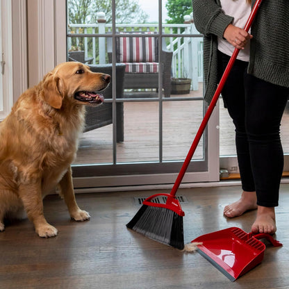O-Cedar Strong Sweep Broom and Dustpan Set with Detail Brush | Indoor Outdoor Heavy Duty Stiff Bristle Broom | Step-On Dust Pan