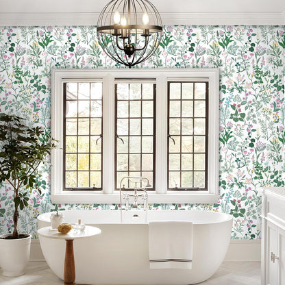 Dimoon 17.3''x78.7'' Vintage Peel and Stick Wallpaper Boho Beige Neutral Contact Paper White Floral Bird Wallpaper Removable Botanical Renter Friendly Modern Wall Paper Bedroom Bathroom Vinyl Roll